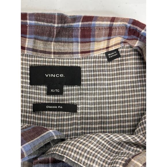Vince Men's Double-Face Cambria Plaid Sport Shirt XL Blue Designer Casual Preppy - Picture 4 of 8